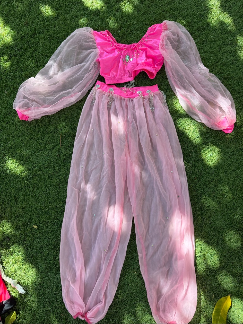Kids Pink Two-Piece Princess Costume Top & Harem Pants